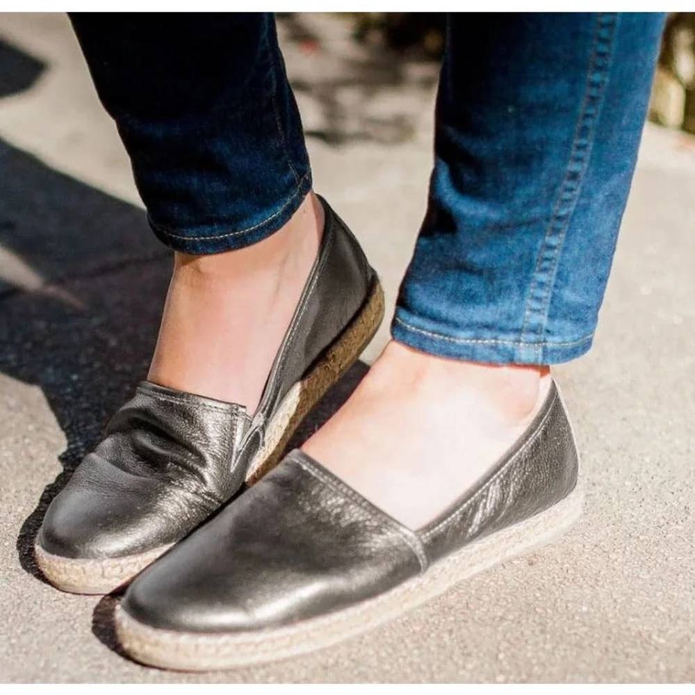 Charleston Shoe Co. Women's Dunes Slip On Casual Espadrille Shoes in Pewter EU36